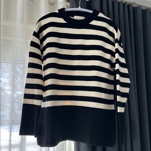 Industry black white striped sweater small
